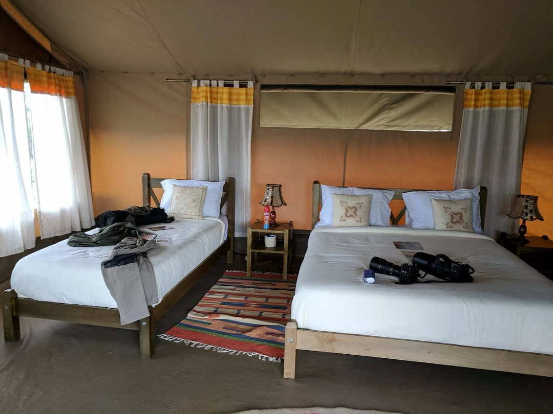 Porini Cheetah Camp Video Overview 2 Comfortable Beds and Wifi Internet in the room