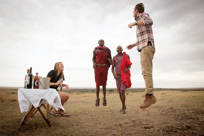 Guest Engaging in Maasai jumping dance at serian